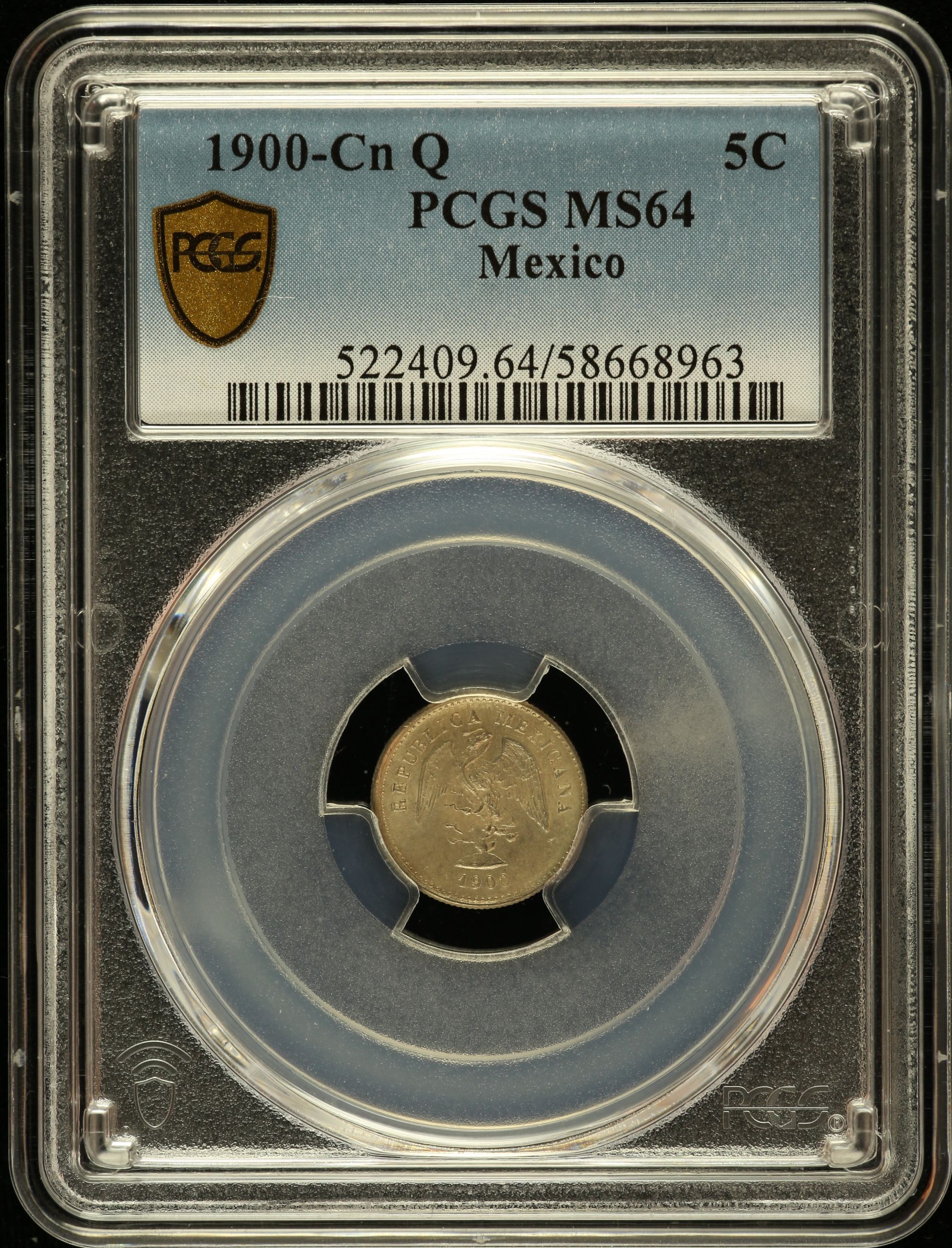 Republic Silver & Minors 5 Centavo 1900 Cn Q PCGS MS64 0147195