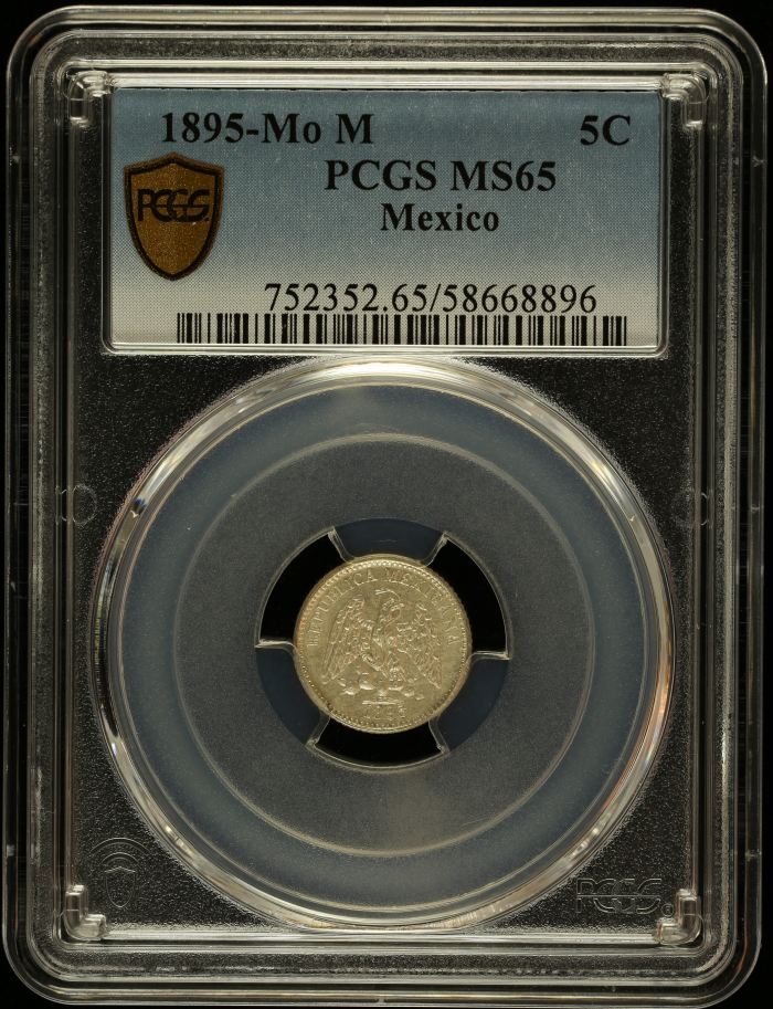 Republic Silver & Minors 5 Centavo 1895 Mo M PCGS MS65 0147033Republic Silver & Minors 5 Centavo 1895 Mo M PCGS MS65 0147033