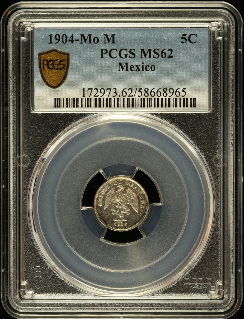 Republic Silver & Minors 5 Centavo 1904 Mo M PCGS MS62 0147196