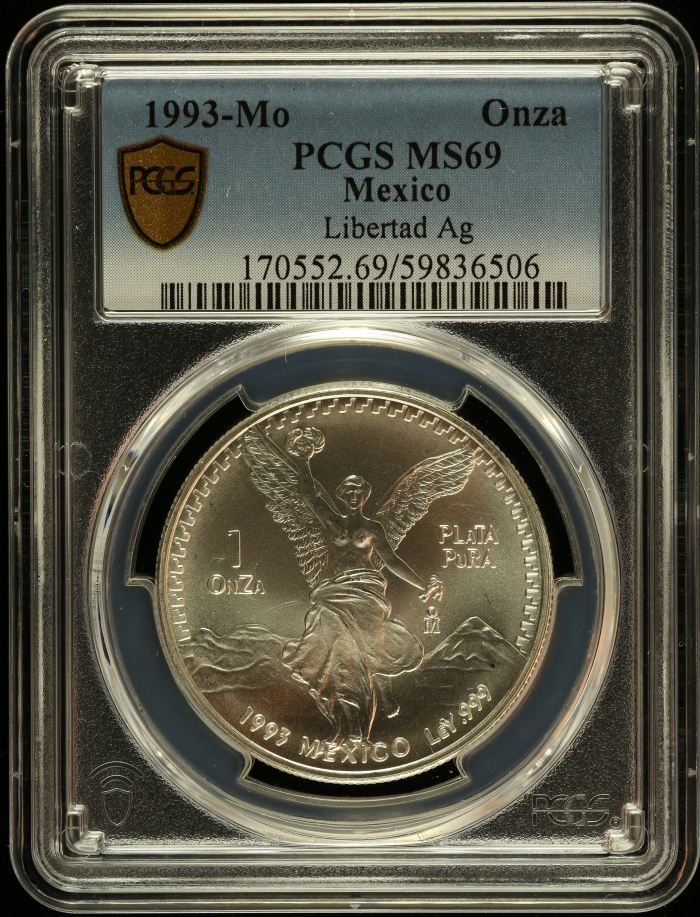 Modern Silver & Minors Onza 1993 Mo PCGS MS69 0146761Modern Silver & Minors Onza 1993 Mo PCGS MS69 0146761