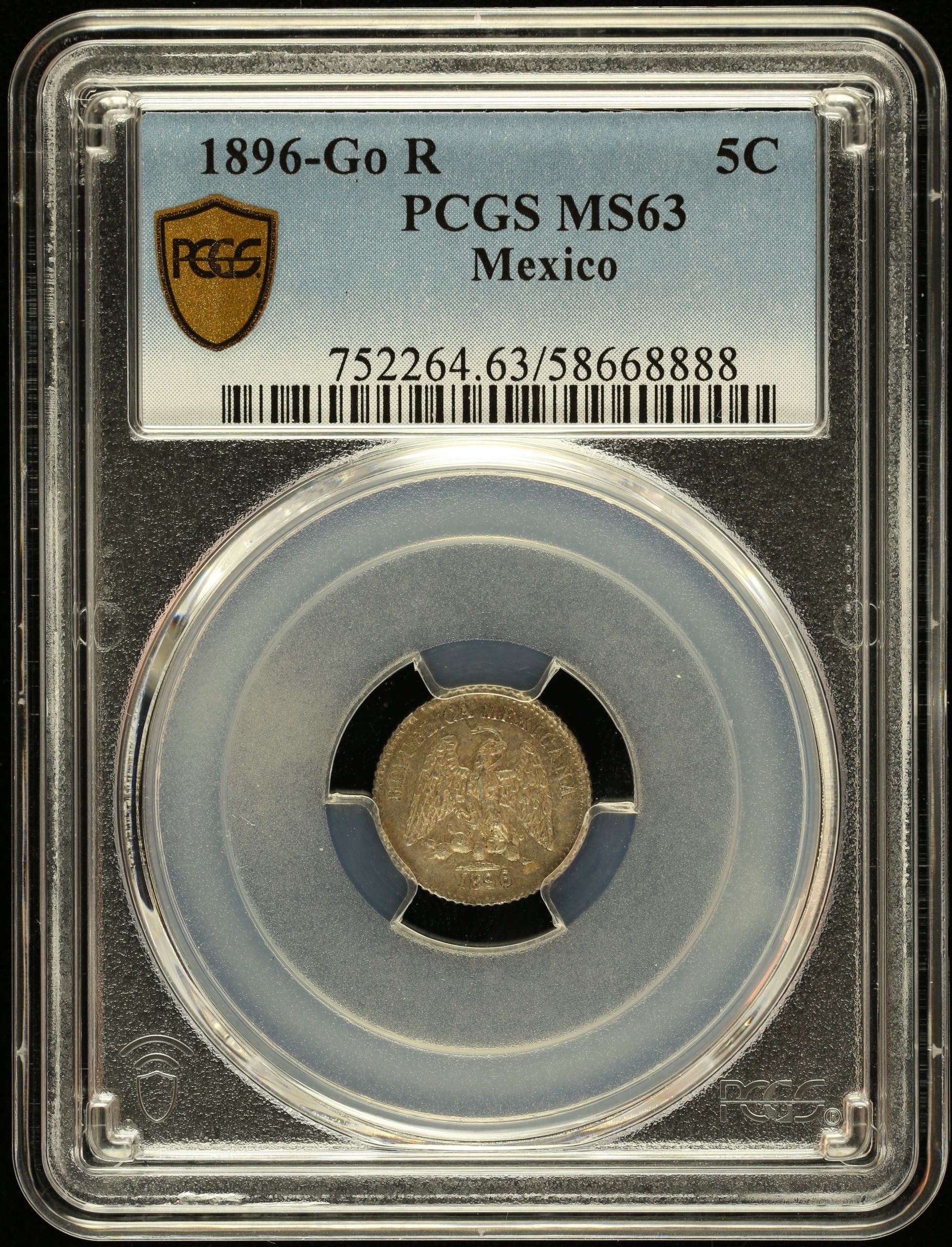 Republic Silver & Minors 5 Centavo 1895 Go R PCGS MS63 0147034