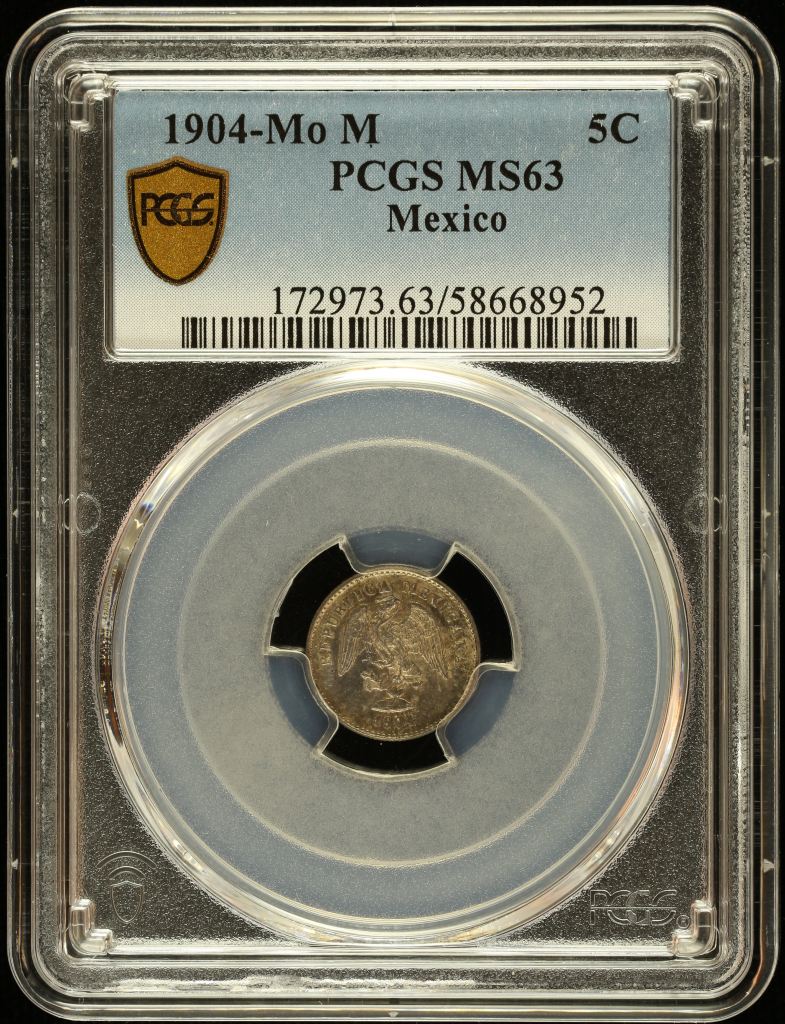 Republic Silver & Minors 5 Centavo 1904 Mo M PCGS MS63 0147044