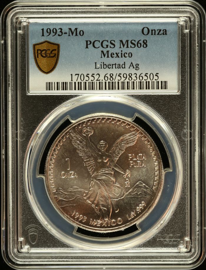 Modern Silver & Minors Onza 1993 Mo PCGS MS68 0146762Modern Silver & Minors Onza 1993 Mo PCGS MS68 0146762