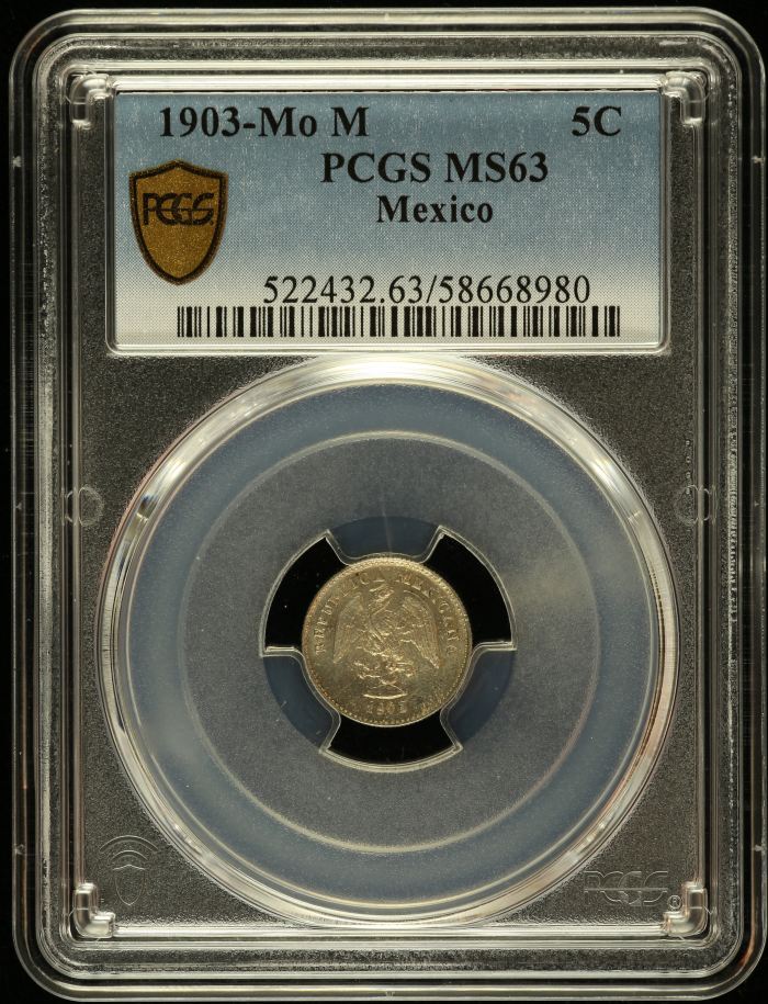 Republic Silver & Minors 5 Centavo 1903 Mo M PCGS MS63 0147198Republic Silver & Minors 5 Centavo 1903 Mo M PCGS MS63 0147198