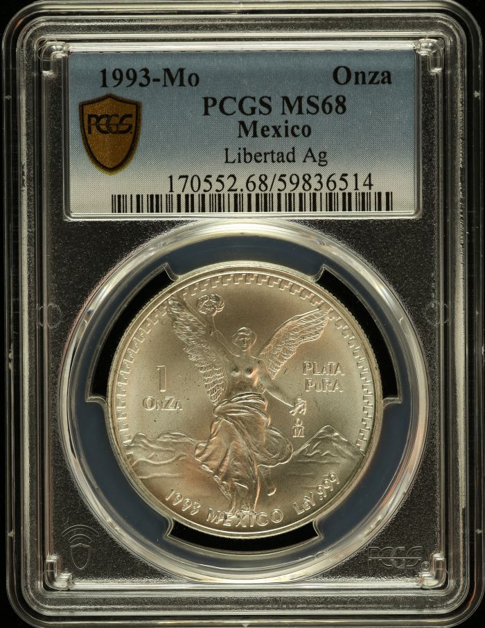 Modern Silver & Minors Onza 1993 Mo PCGS MS68 0146764Modern Silver & Minors Onza 1993 Mo PCGS MS68 0146764