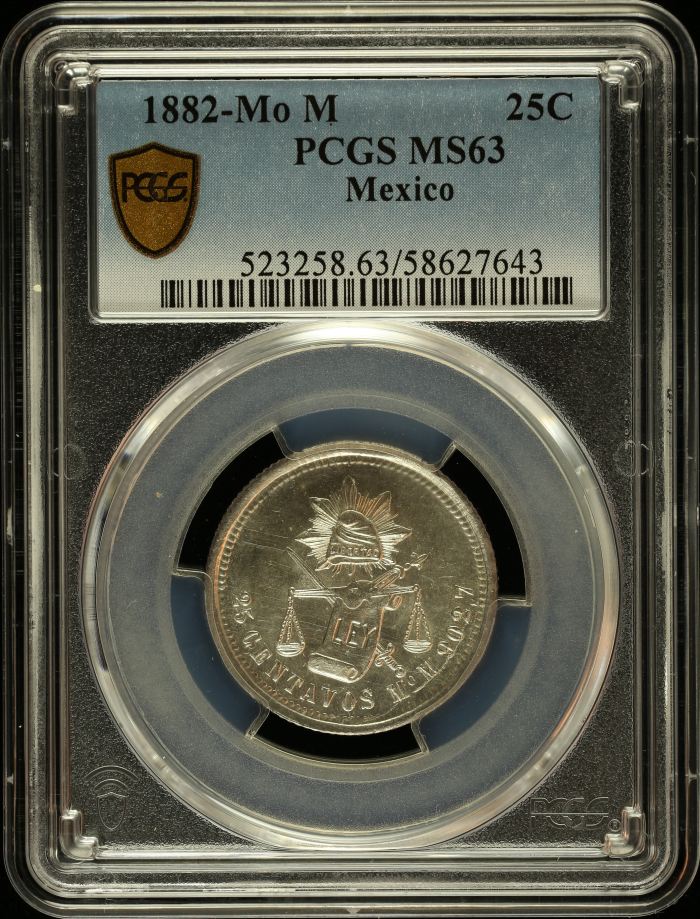 Republic Silver & Minors 25 Centavo 1882 Mo M PCGS MS63 0146997Republic Silver & Minors 25 Centavo 1882 Mo M PCGS MS63 0146997