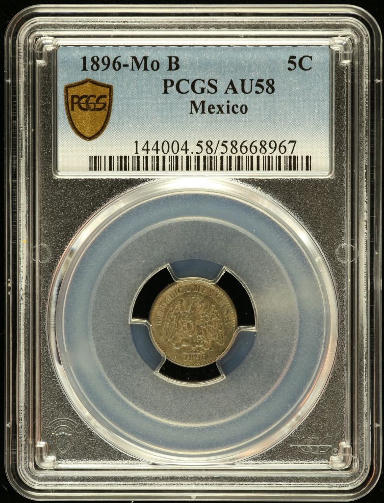 Republic Silver & Minors 5 Centavo 1896 Mo B PCGS AU58 0147201