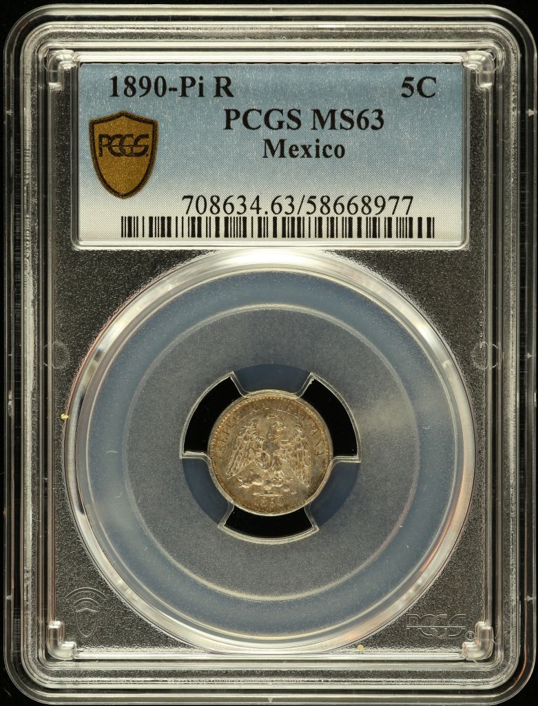 Republic Silver & Minors 5 Centavo 1890 Pi R PCGS MS63 0147202