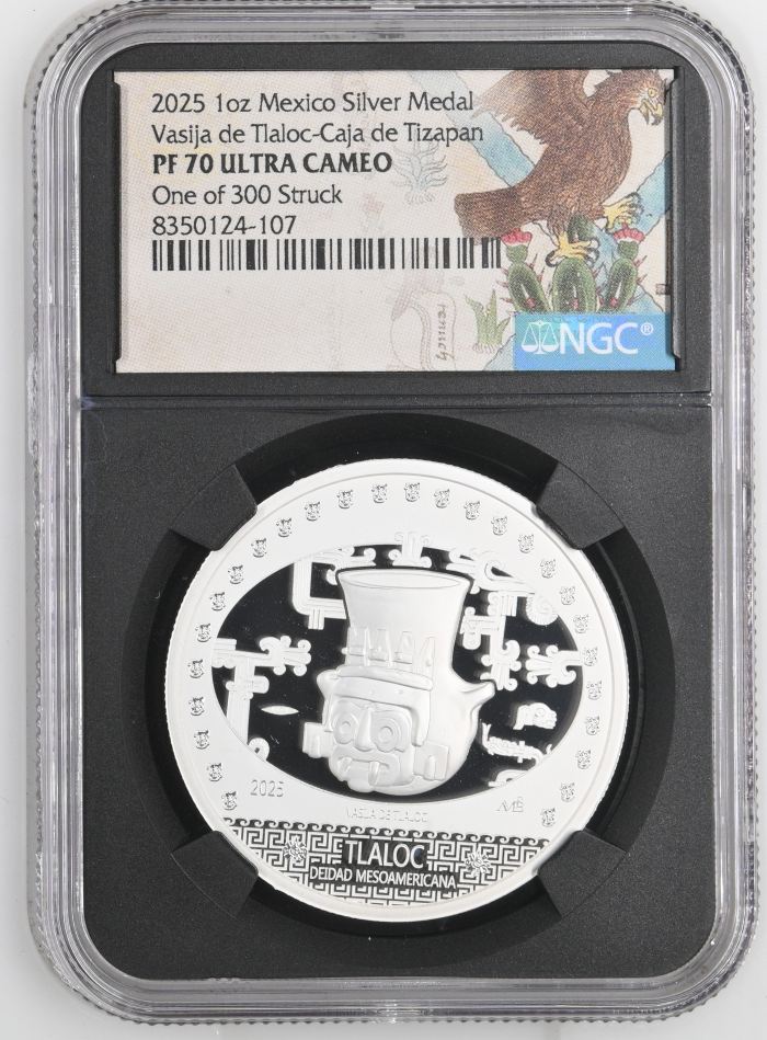 Medals & Tokens Vasija de Tlaloc-Caja de Tizapan Silver 1oz Medal 2025 NGC PF70 Ultra Cameo 0147002Medals & Tokens Vasija de Tlaloc-Caja de Tizapan Silver 1oz Medal 2025 NGC PF70 Ultra Cameo 0147002 - Image 2