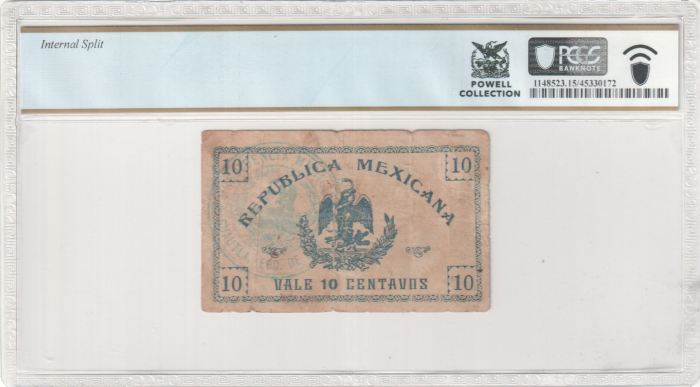 2017 MEXICAN PAPER MONEY PLATE NOTE Revolutionary Currency 10 Centavos ND Morelos M3185 PCGS Ch F15 f_354982017 MEXICAN PAPER MONEY PLATE NOTE Revolutionary Currency 10 Centavos ND Morelos M3185 PCGS Ch F15 f_35498 - Image 2
