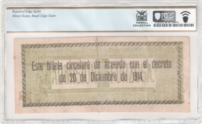 2017 MEXICAN PAPER MONEY PLATE NOTE Revolutionary Currency 5 Pesos 1914 Michoacan M2903a PCGS VF30 Details f_355002017 MEXICAN PAPER MONEY PLATE NOTE Revolutionary Currency 5 Pesos 1914 Michoacan M2903a PCGS VF30 Details f_35500 - Image 2