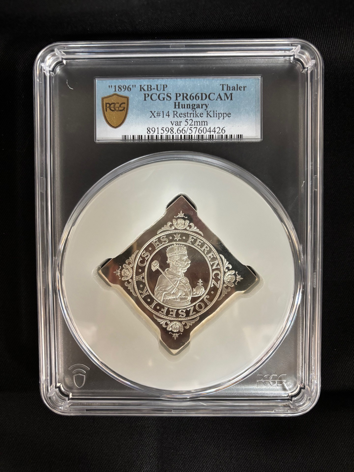 Hungary Thaler Klippe 1896 KB-UP PCGS PR66DCAM 0147592