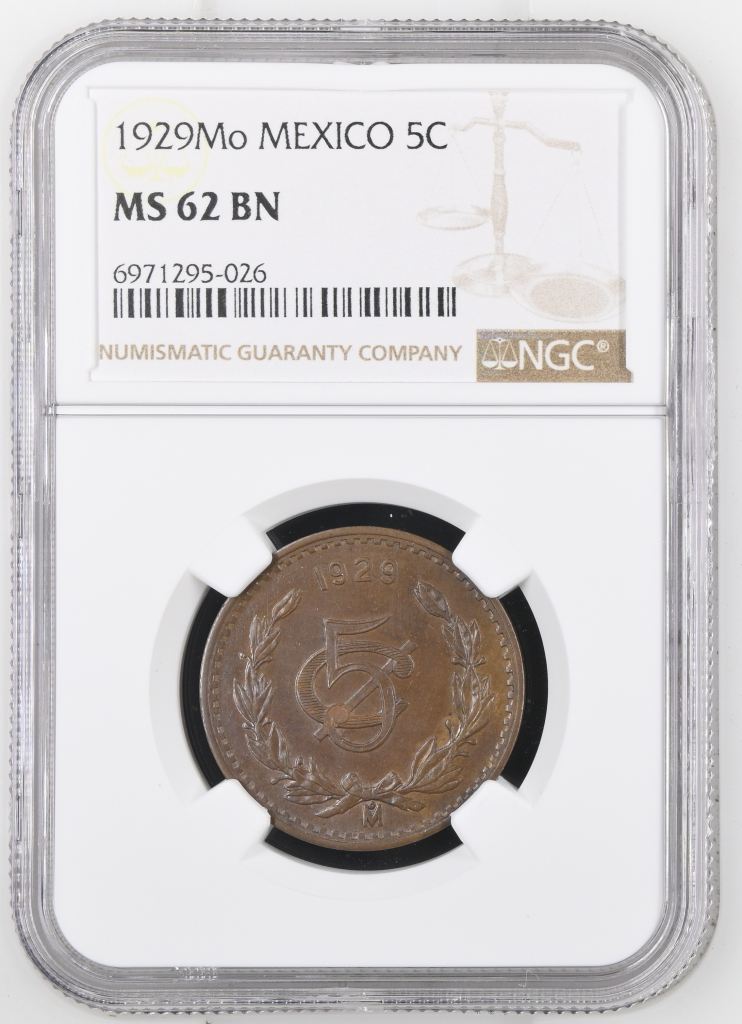 Modern Silver & Minors 5 Centavo 1929 Mo NGC MS62BN 0147636