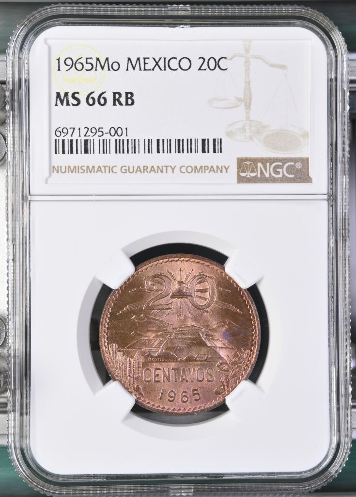 Modern Silver & Minors 20 Centavo 1965 Mo NGC MS66RB 0147640