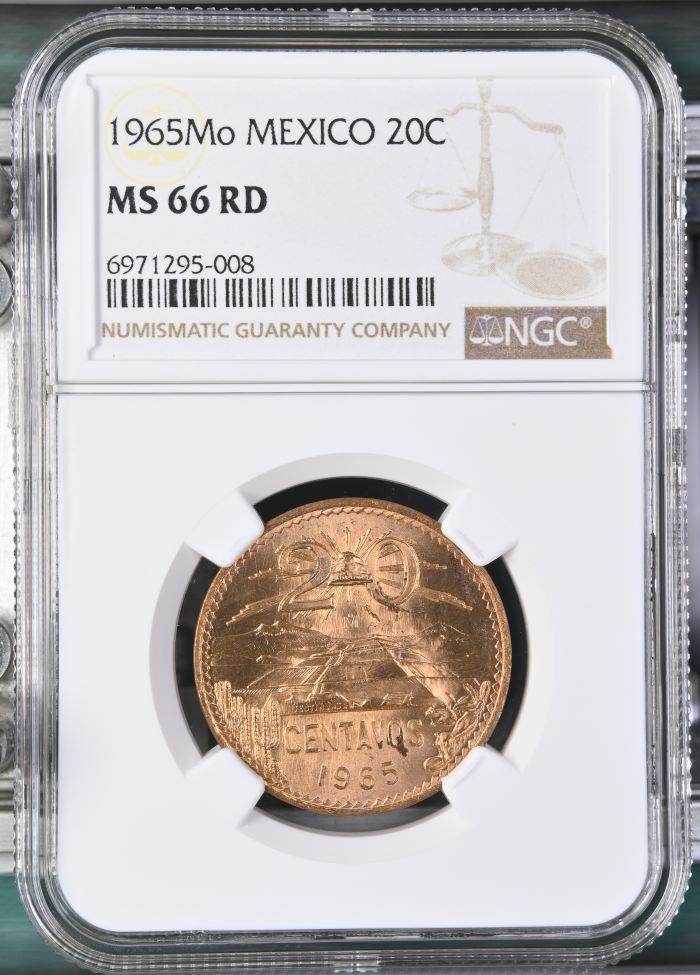 Modern Silver & Minors 20 Centavo 1965 Mo NGC MS66RD 0147644Modern Silver & Minors 20 Centavo 1965 Mo NGC MS66RD 0147644