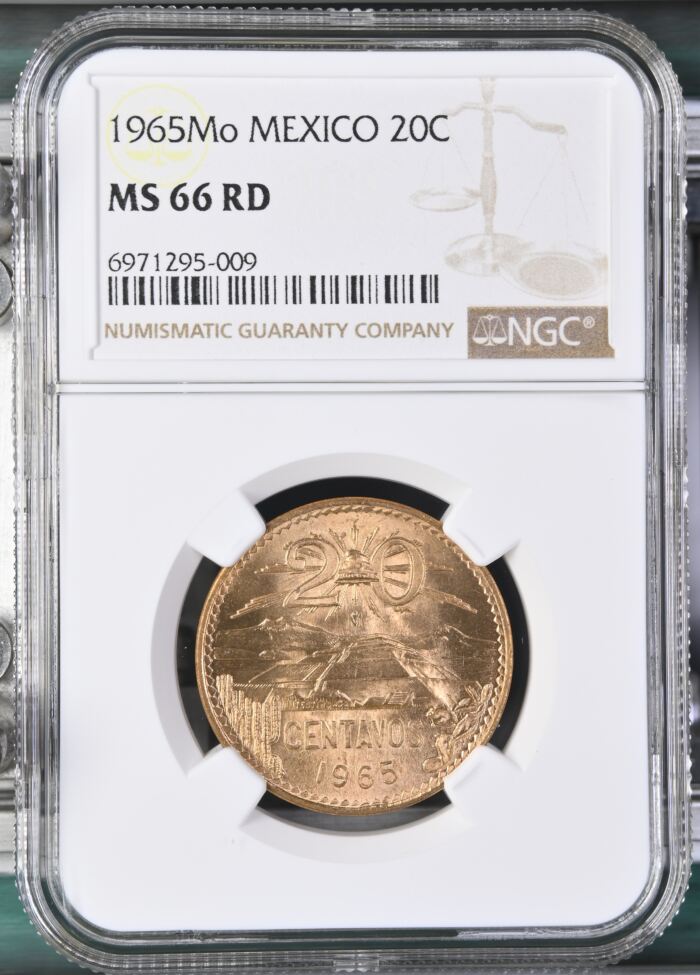 Modern Silver & Minors 20 Centavo 1965 Mo NGC MS66RD 0147651Modern Silver & Minors 20 Centavo 1965 Mo NGC MS66RD 0147651