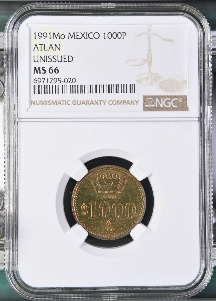 Modern Silver & Minors 1,000 Peso 1991 Mo NGC MS66 0147654