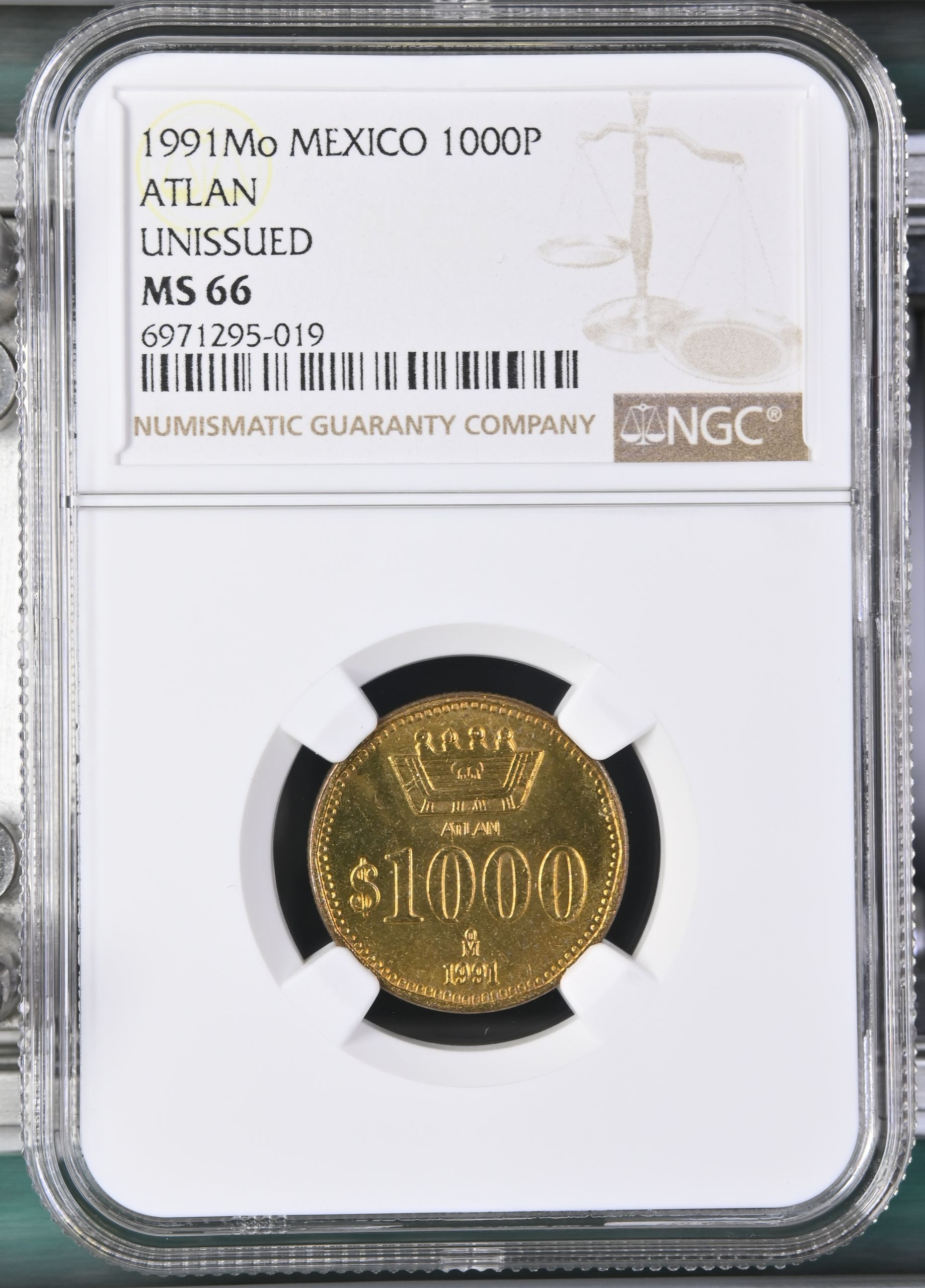 Modern Silver & Minors 1,000 Peso 1991 Mo NGC MS66 0147655