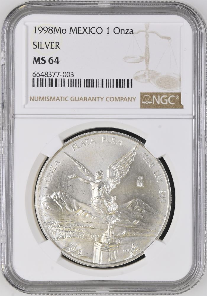 Modern Silver & Minors Onza 1998 Mo NGC MS64 0148123Modern Silver & Minors Onza 1998 Mo NGC MS64 0148123