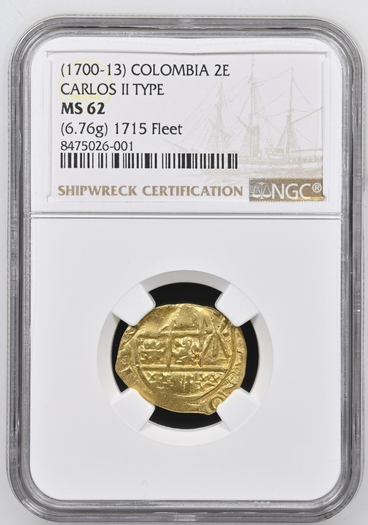 Colombia 1715 Fleet (1715) 2 Escudos (1700-13) NGC MS62 0148189