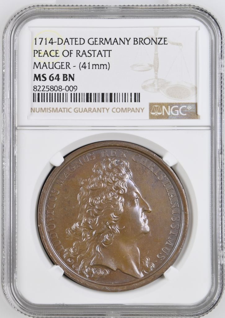 Germany Peace of Rastatt Mauger Bronze Medal 1714 NGC MS64BN 0148191