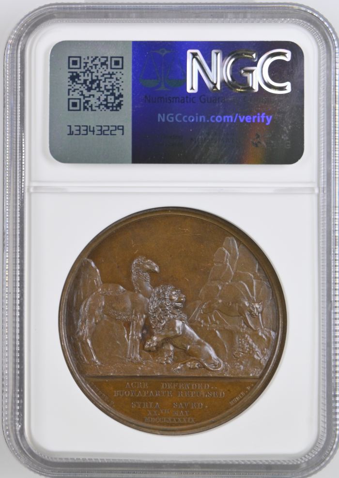 UK (Great Britain) Acre Defended by English Bronze Medal 1799 BHM-476 NGC MS64BN 0148193UK (Great Britain) Acre Defended by English Bronze Medal 1799 BHM-476 NGC MS64BN 0148193 - Image 2