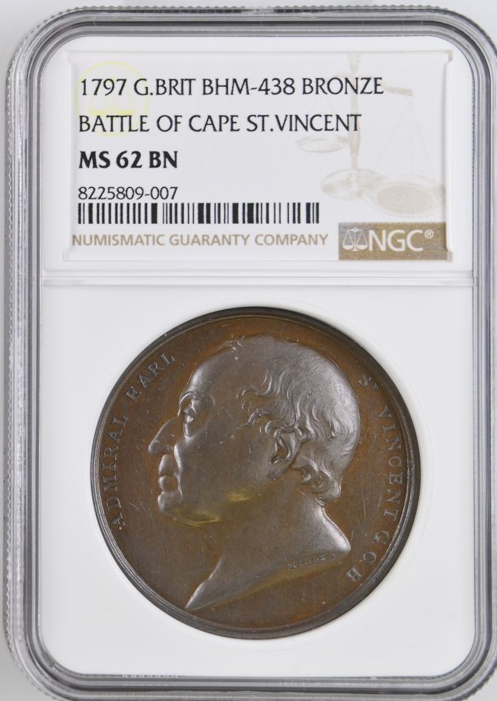 UK (Great Britain) Battle of Cape St. Vincent Bronze Medal 1797 BHM-438 NGC MS62BN 0148194