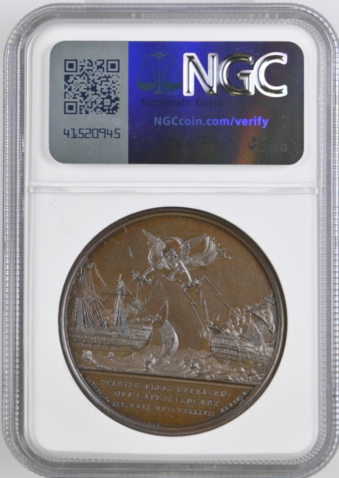 UK (Great Britain) Battle of Cape St. Vincent Bronze Medal 1797 BHM-438 NGC MS62BN 0148194UK (Great Britain) Battle of Cape St. Vincent Bronze Medal 1797 BHM-438 NGC MS62BN 0148194 - Image 2