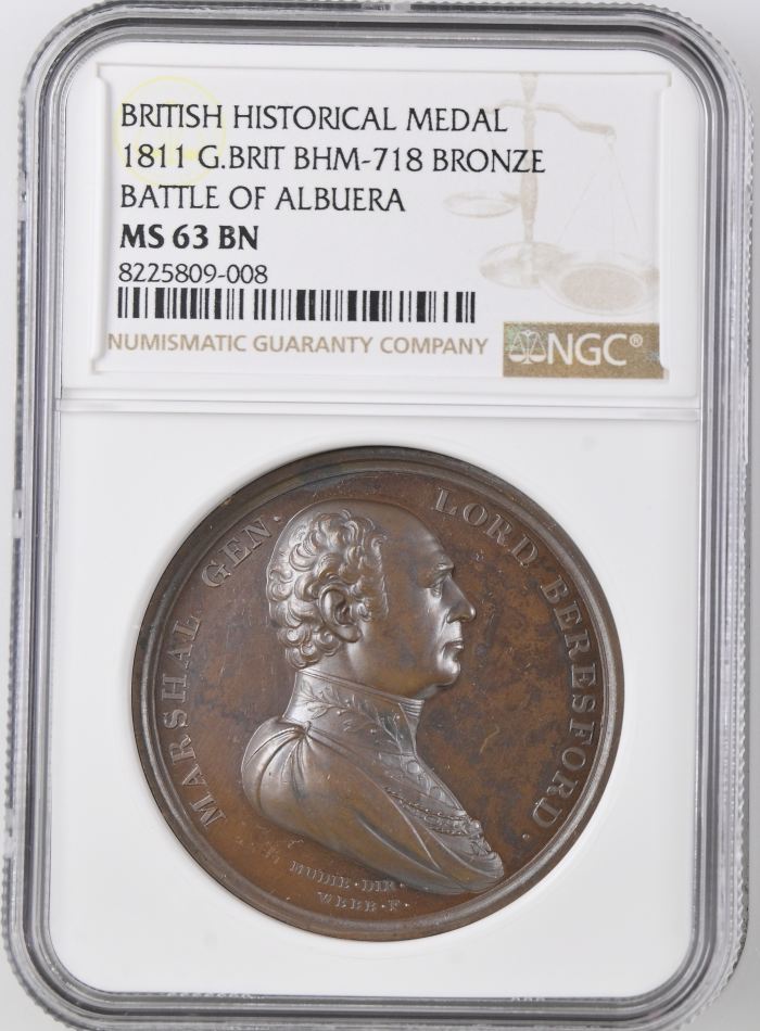 UK (Great Britain) Battle of Albuera Bronze Medal 1811 BHM-718 NGC MS63BN 0148195UK (Great Britain) Battle of Albuera Bronze Medal 1811 BHM-718 NGC MS63BN 0148195