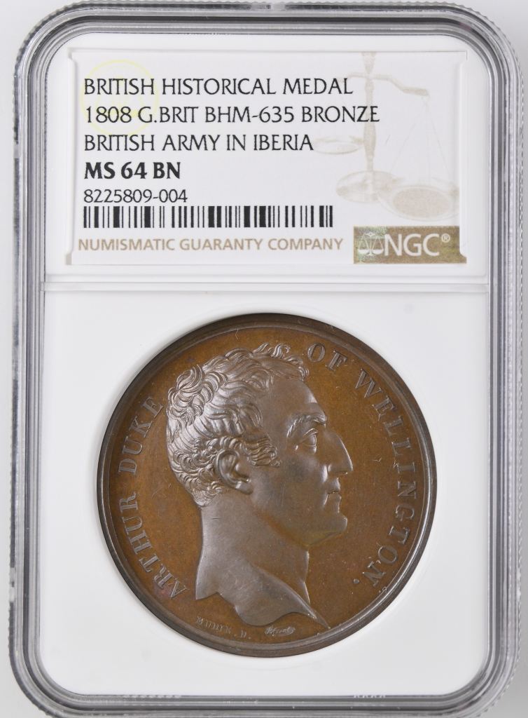 UK (Great Britain) British Army in Iberia Bronze Medal 1808 BHM-635 NGC MS64BN 0148196