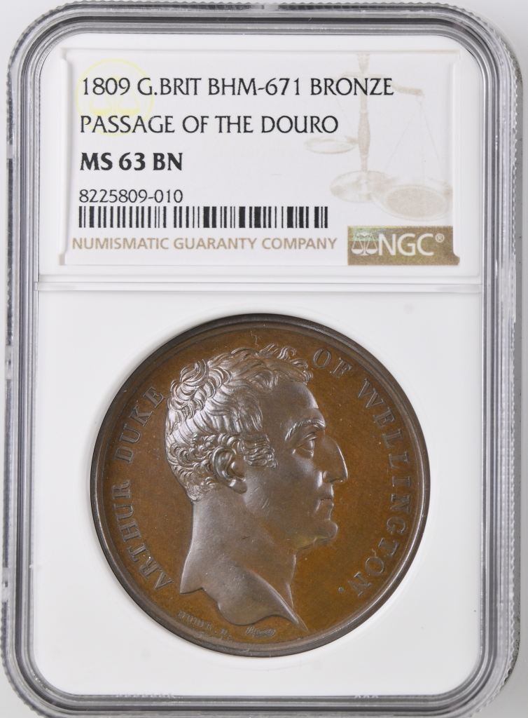 UK (Great Britain) Passage of the Douro Bronze Medal 1809 BHM-671 NGC MS63BN 0148198