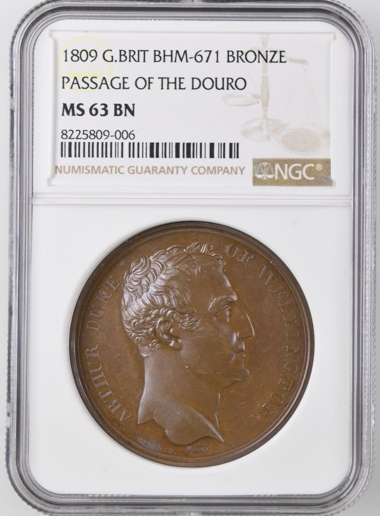 UK (Great Britain) Passage of the Douro Bronze Medal 1809 BHM-671 NGC MS63BN 0148199