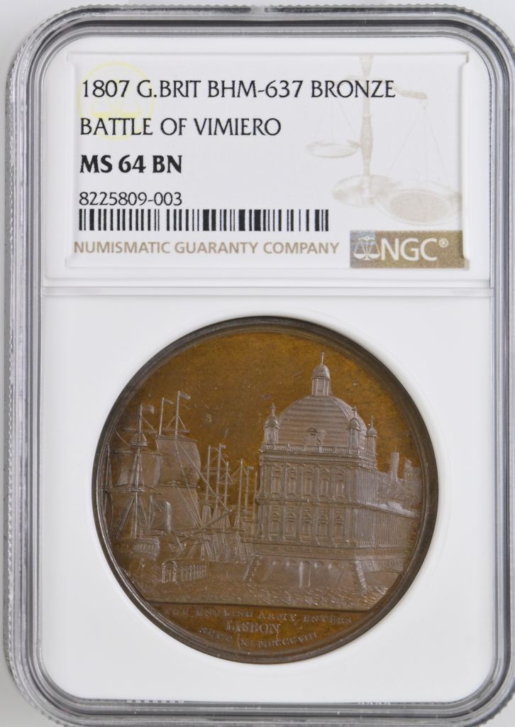 UK (Great Britain) Battle of Vimiero Bronze Medal 1807 BHM-637 NGC MS64BN 0148200