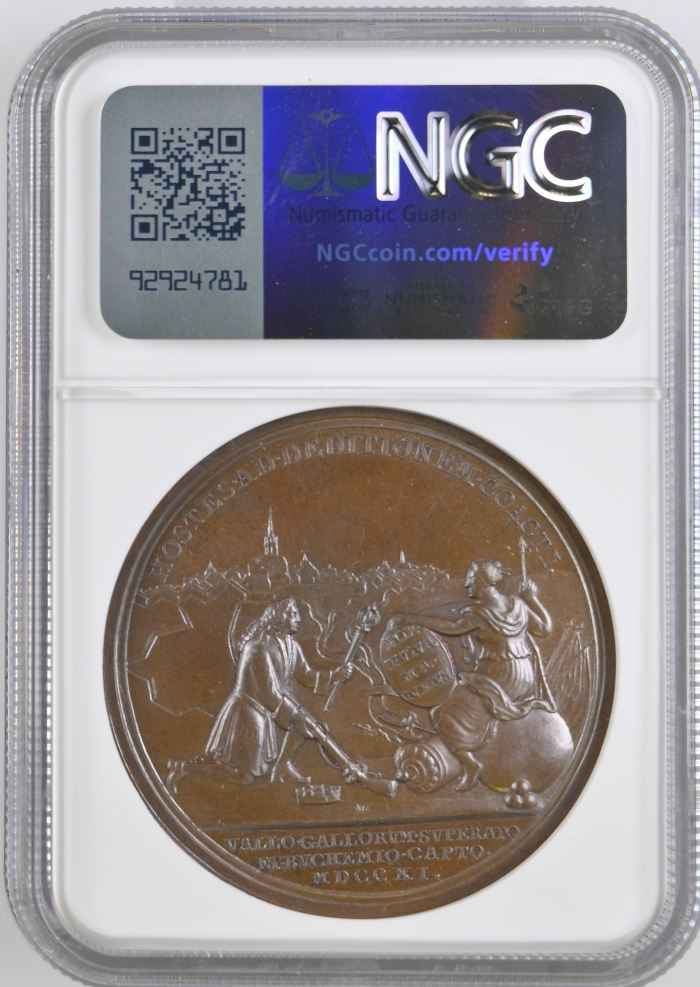 UK (Great Britain) Capture of Bouchain Bronze Medal 1711 MI-385-237 NGC MS63BN 0148201UK (Great Britain) Capture of Bouchain Bronze Medal 1711 MI-385-237 NGC MS63BN 0148201 - Image 2