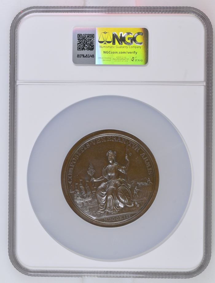 UK (Great Britain) Peace of Utrecht Bronze Medal 1713 MI-399-256 NGC MS63BN 0148202UK (Great Britain) Peace of Utrecht Bronze Medal 1713 MI-399-256 NGC MS63BN 0148202 - Image 2