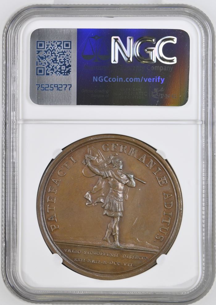 France Stollhofen Ramparts Bronze Medal 1707 DIVO-303 NGC MS63BN 0148203France Stollhofen Ramparts Bronze Medal 1707 DIVO-303 NGC MS63BN 0148203 - Image 2