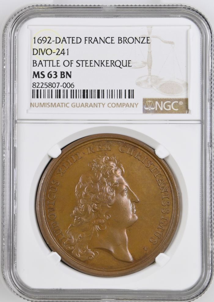 France Battle of Steenkerque Bronze Medal 1692 DIVO-241 NGC MS63BN 0148204France Battle of Steenkerque Bronze Medal 1692 DIVO-241 NGC MS63BN 0148204