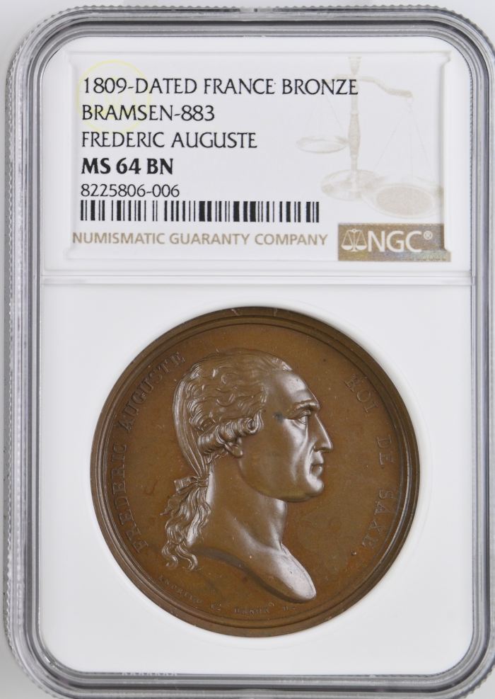 France Frederic Auguste Bronze Medal 1809 Bramsen-883 NGC MS64BN 0148205France Frederic Auguste Bronze Medal 1809 Bramsen-883 NGC MS64BN 0148205