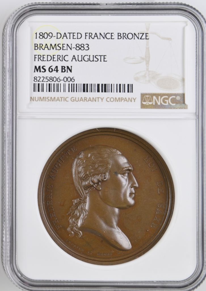 France Frederic Auguste Bronze Medal 1809 Bramsen-883 NGC MS64BN 0148205
