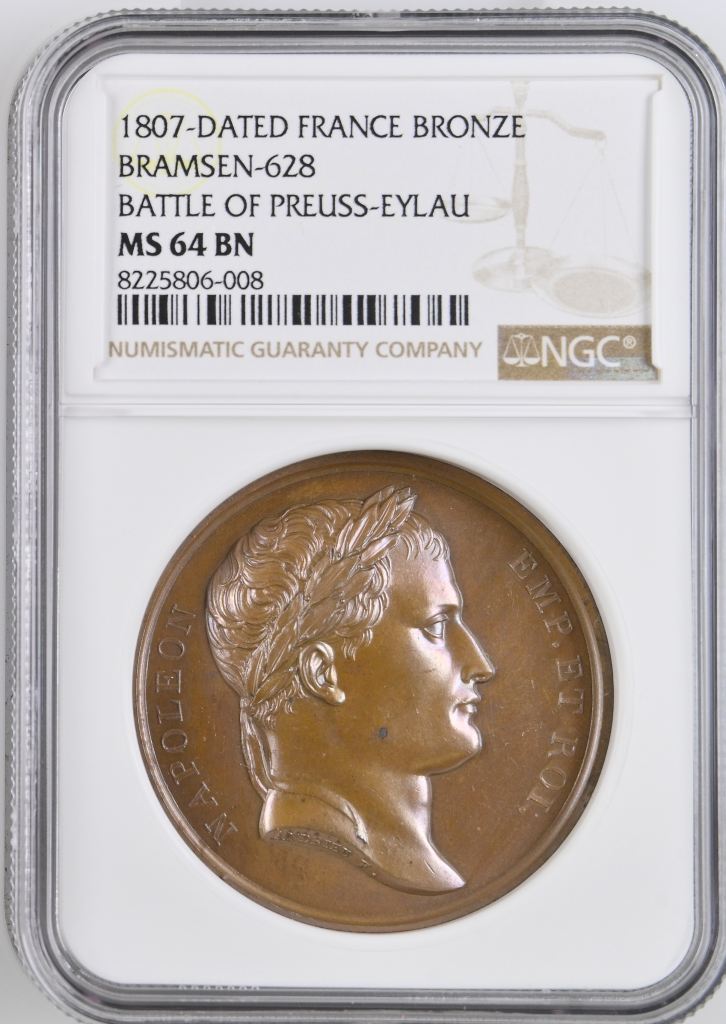 France Battle of Preuss-Eylau Bronze Medal 1807 Bramsen-628 NGC MS64BN 0148207