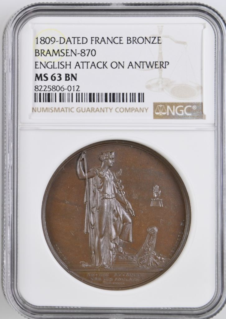 France English Attack on Antwerp Bronze Medal 1809 Bramsen-870 NGC MS63BN 0148208