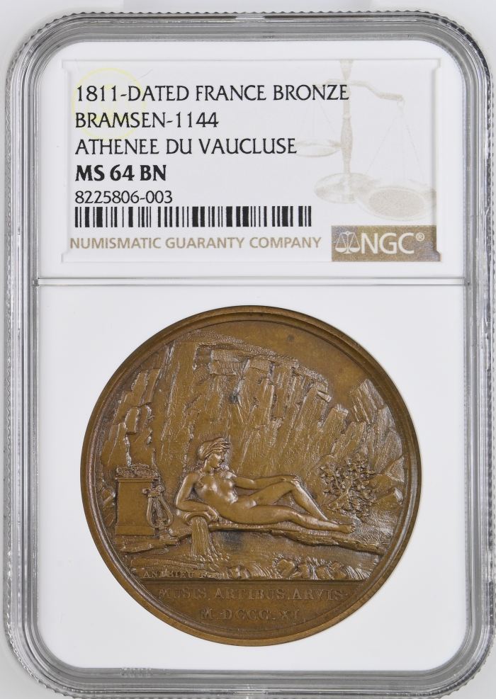 France Athenee Du Vaucluse Bronze Medal 1811 Bramsen-1144 NGC MS64BN 0148209France Athenee Du Vaucluse Bronze Medal 1811 Bramsen-1144 NGC MS64BN 0148209