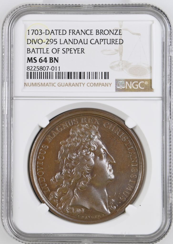 France Battle of Speyer Landau Captured Bronze Medal 1703 DIVO-295 NGC MS64BN 0148213