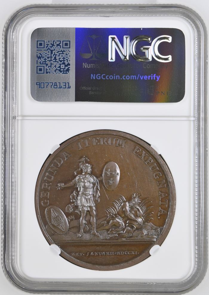 France Capture of Gerona Bronze Medal 1711 DIVO-309 NGC MS63BN 0148214France Capture of Gerona Bronze Medal 1711 DIVO-309 NGC MS63BN 0148214 - Image 2