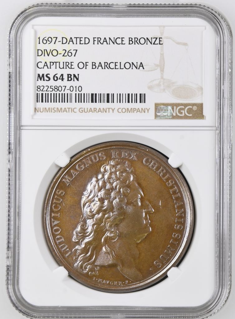 France Capture of Barcelona Bronze Medal 1697 DIVO-267 NGC MS64BN 0148215