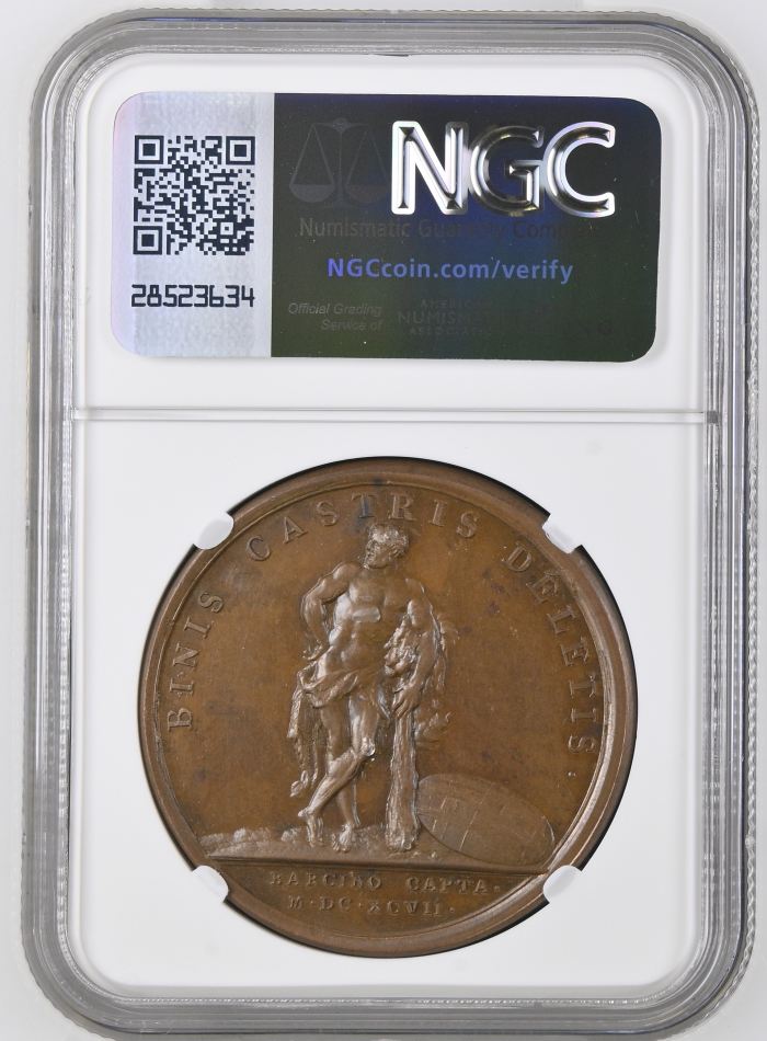 France Capture of Barcelona Bronze Medal 1697 DIVO-267 NGC MS64BN 0148215France Capture of Barcelona Bronze Medal 1697 DIVO-267 NGC MS64BN 0148215 - Image 2