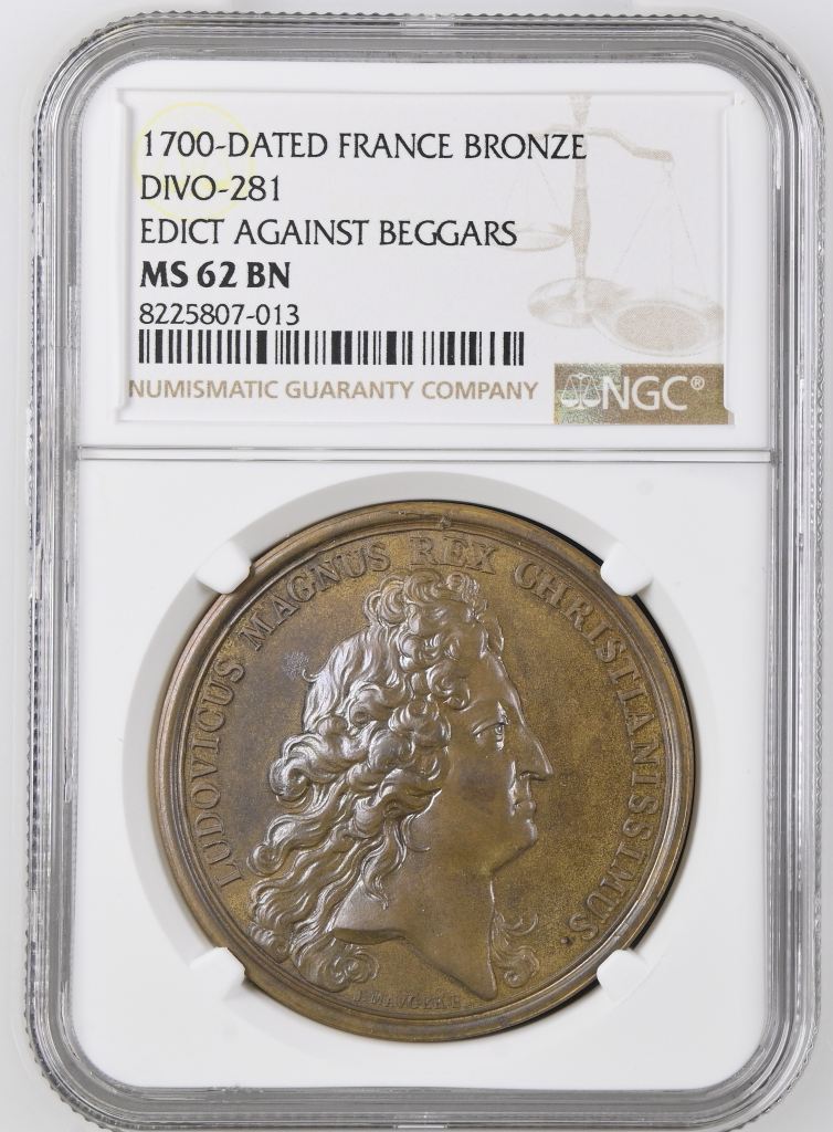 France Edict Against Beggars Bronze Medal 1700 DIVO-281 NGC MS62BN 0148216