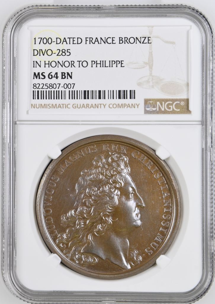 France In Honor to Philippe Bronze Medal 1700 DIVO-285 NGC MS64BN 0148217