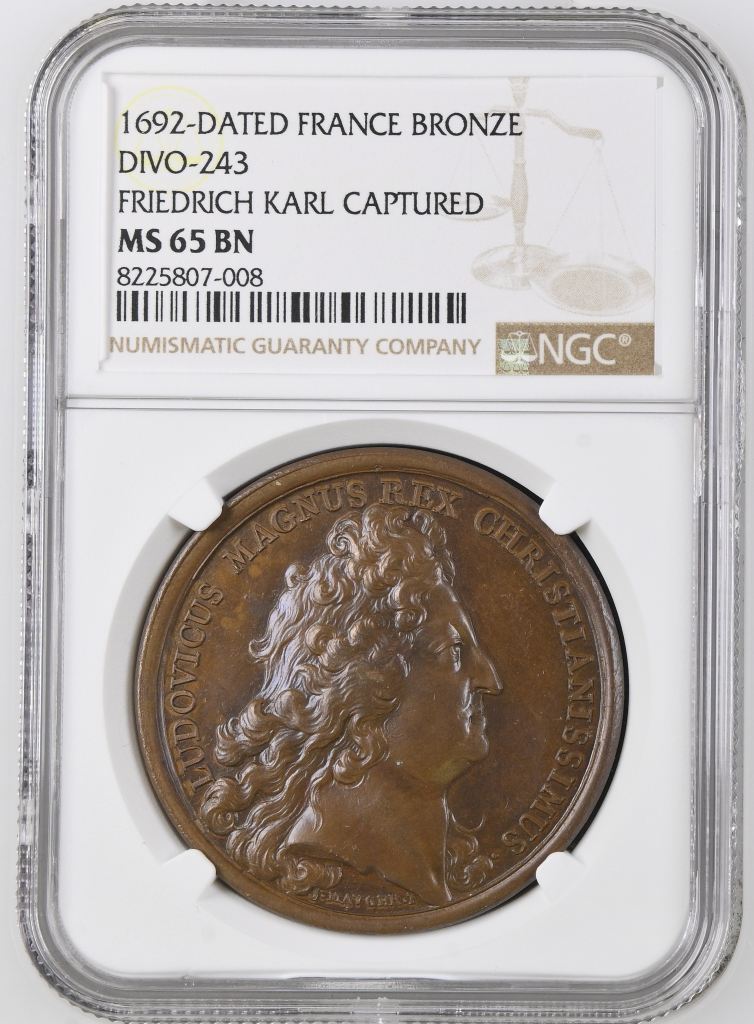 France Friedrich Karl Captured Bronze Medal 1692 DIVO-243 NGC MS65BN 0148218