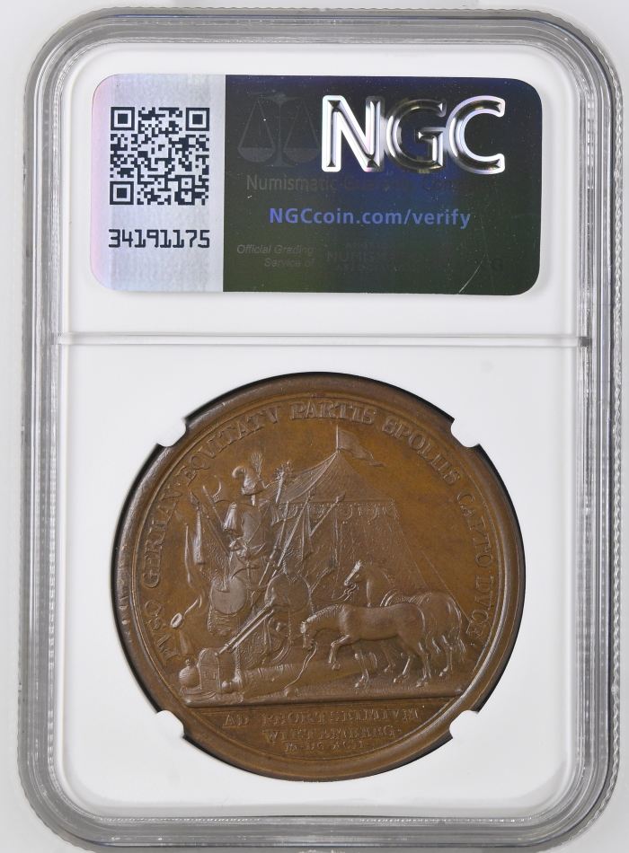 France Friedrich Karl Captured Bronze Medal 1692 DIVO-243 NGC MS65BN 0148218France Friedrich Karl Captured Bronze Medal 1692 DIVO-243 NGC MS65BN 0148218 - Image 2